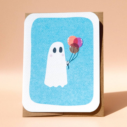 Ghost with Balloons Card: A2