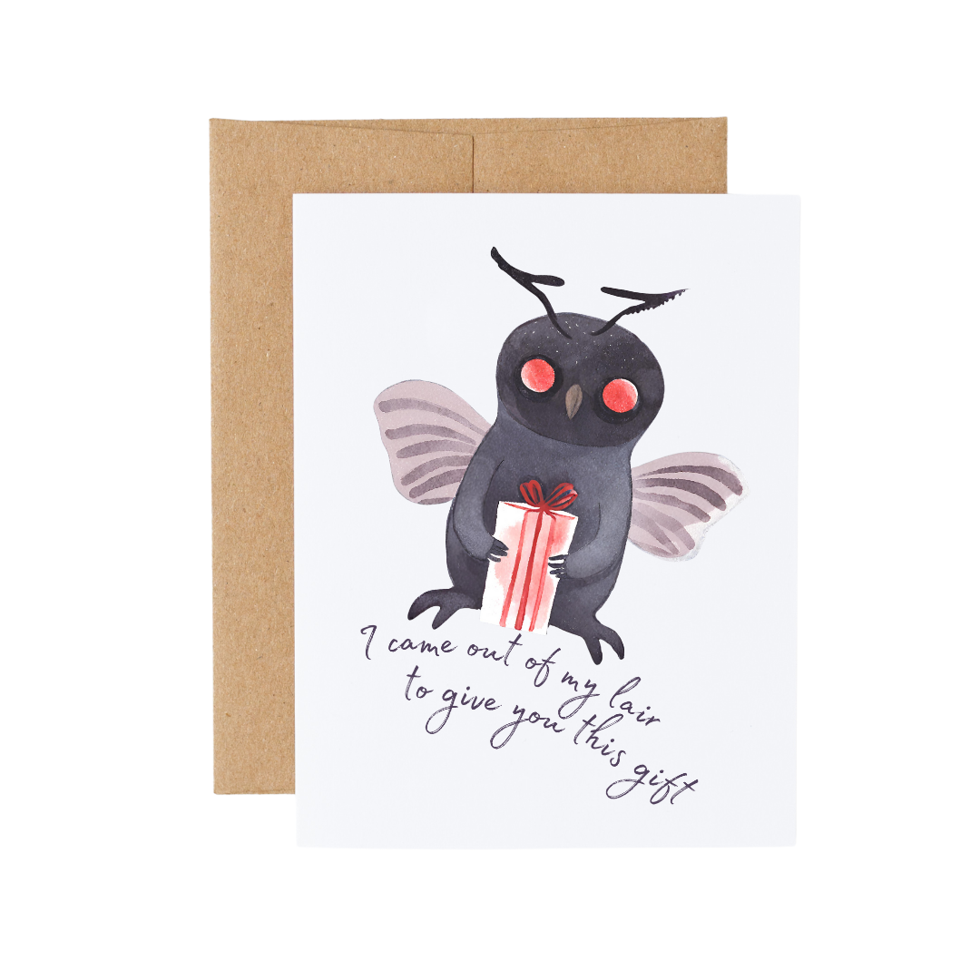 Cute Mothman Introvert Birthday Card