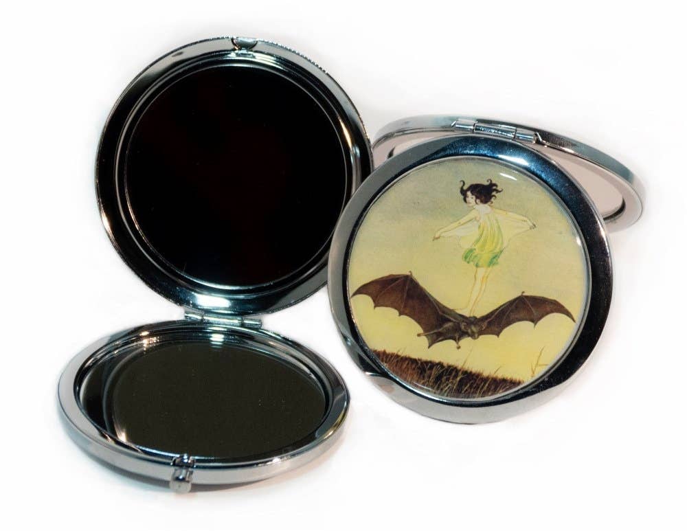 Creepy Doll Head Compact Mirror - Victorian Goth Horror Macabre Gothic - Make Up Pocket Mirror for Cosmetics
