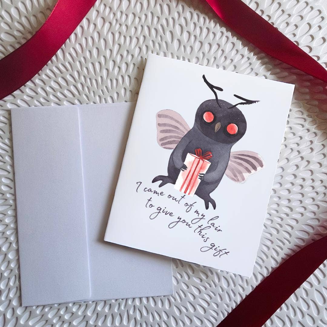 Cute Mothman Introvert Birthday Card