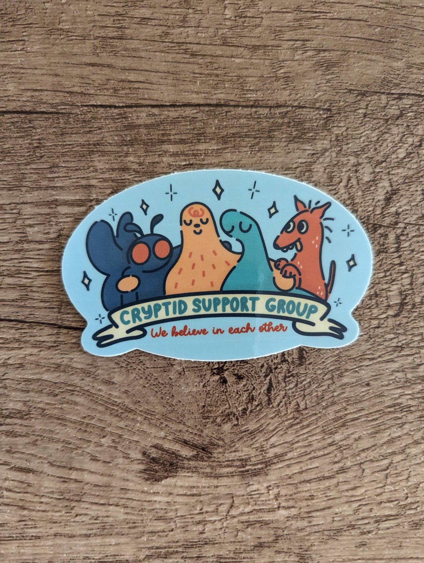 Cryptid Support Group - Cute Sasquatch Mothman Vinyl Sticker