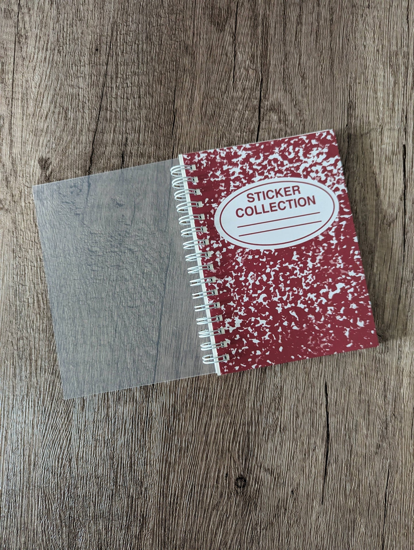 Red Composition Notebook - Reusable Sticker Book - 50 Pages