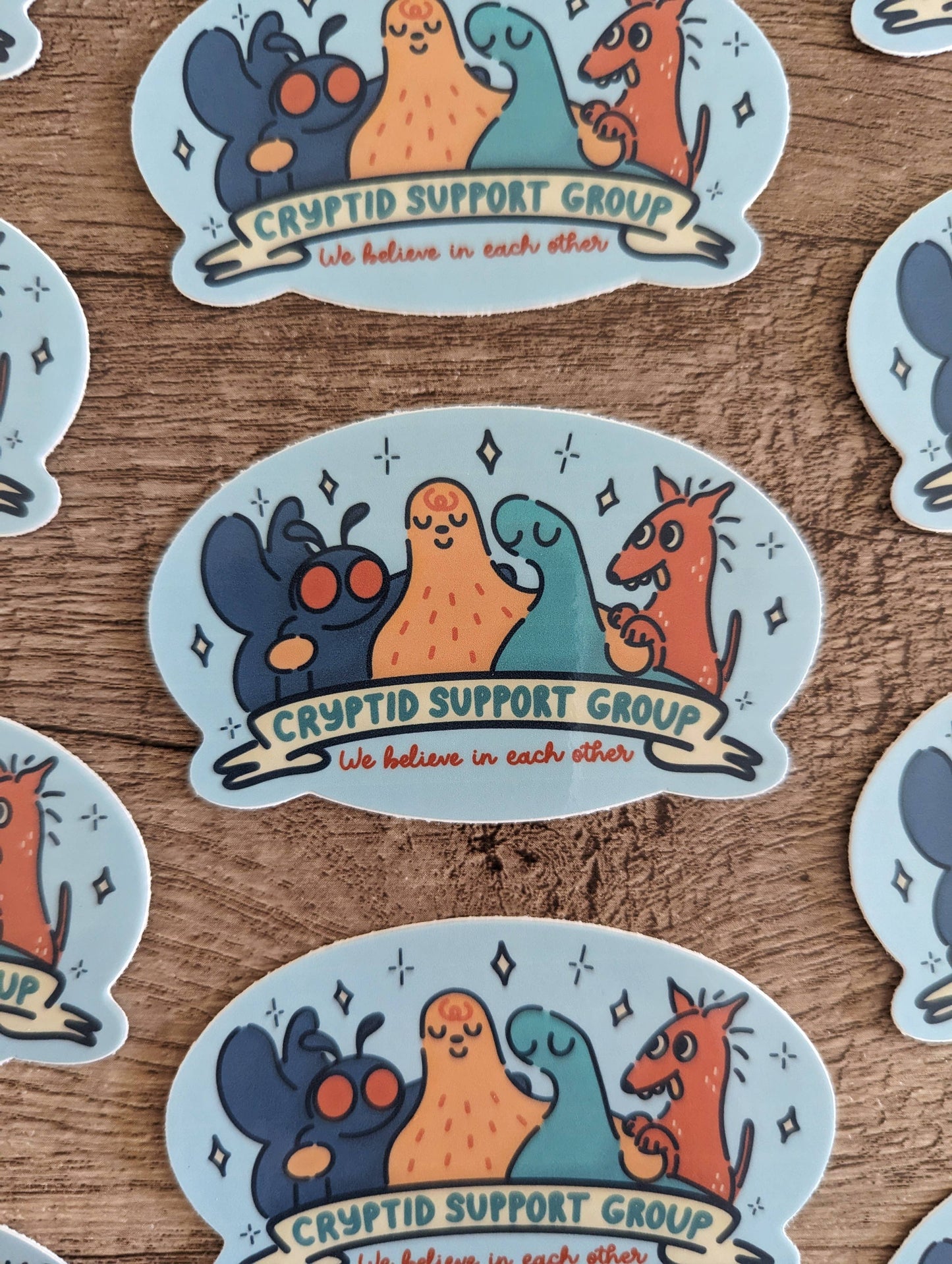 Cryptid Support Group - Cute Sasquatch Mothman Vinyl Sticker